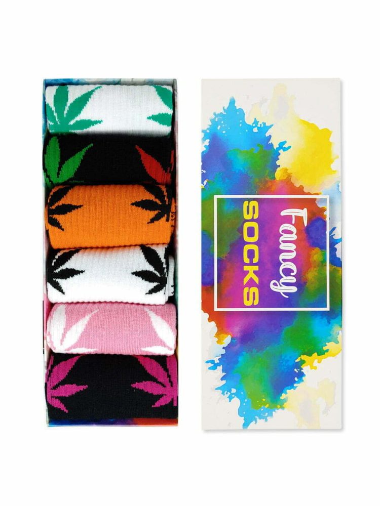 FANCY GIFT BOX Κάλτσες με Σχέδια Weed 5+1 Ζευγάρια