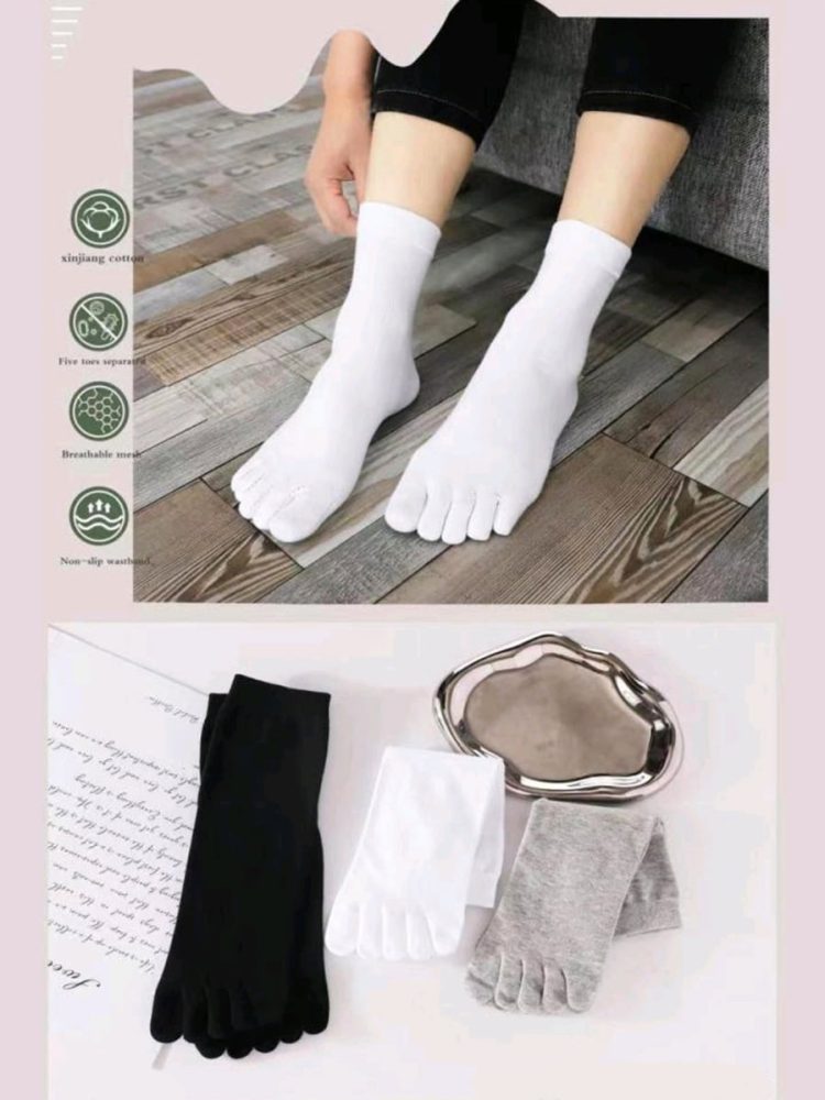 Q&Y Κάλτσες με Δάχτυλα Toe Socks Μονόχρωμες 3 Ζευγάρια