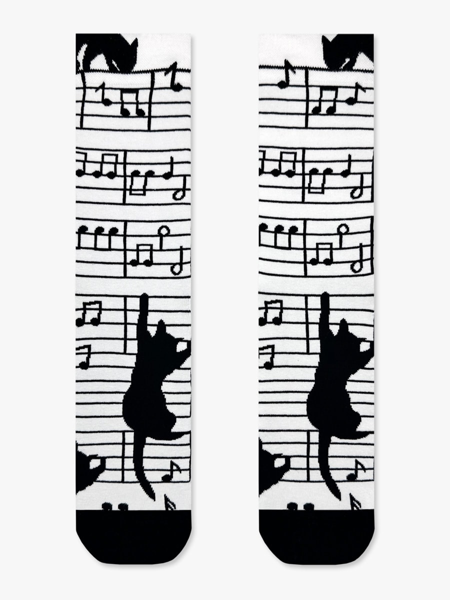 Κάλτσα Βαμβακερή με Σχέδια Musical Notes & Cat NODO NODO Κάλτσα με Σχέδια Musical Notes & Cat