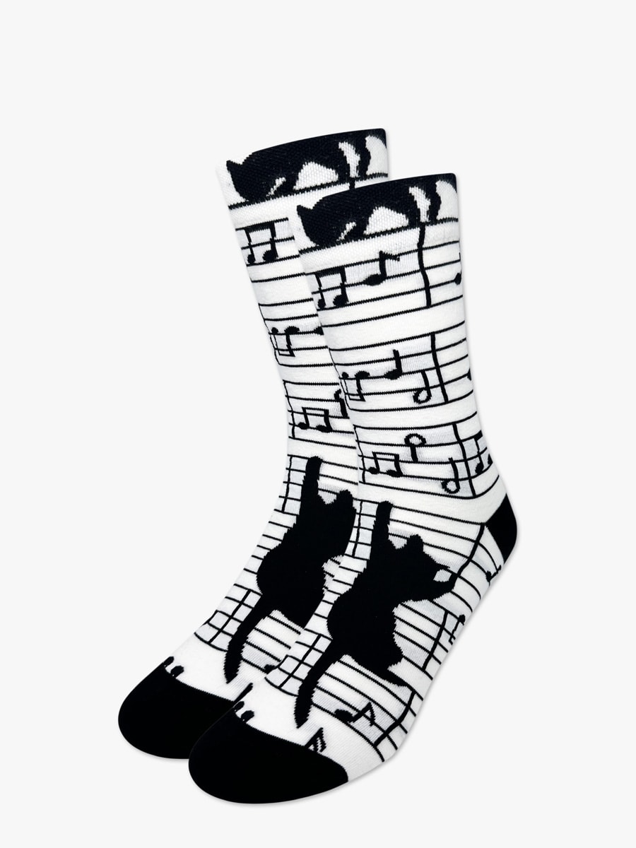 Κάλτσα Βαμβακερή με Σχέδια Musical Notes & Cat NODO NODO Κάλτσα με Σχέδια Musical Notes & Cat