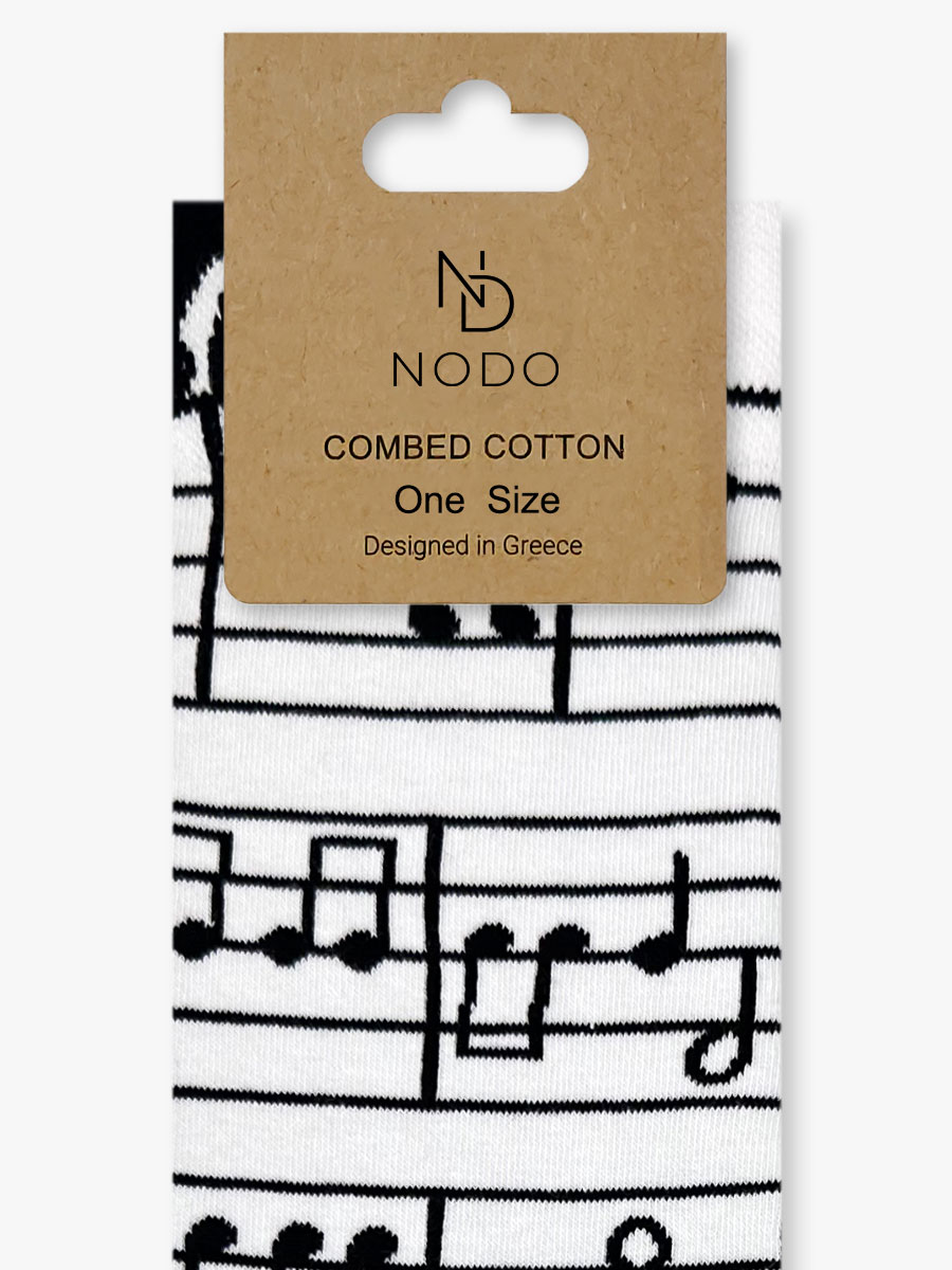 Κάλτσα Βαμβακερή με Σχέδια Musical Notes & Cat NODO NODO Κάλτσα με Σχέδια Musical Notes & Cat