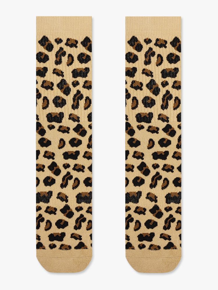 Κάλτσα Βαμβακερή Πετσετέ με Σχέδια Leopard Camel NODO