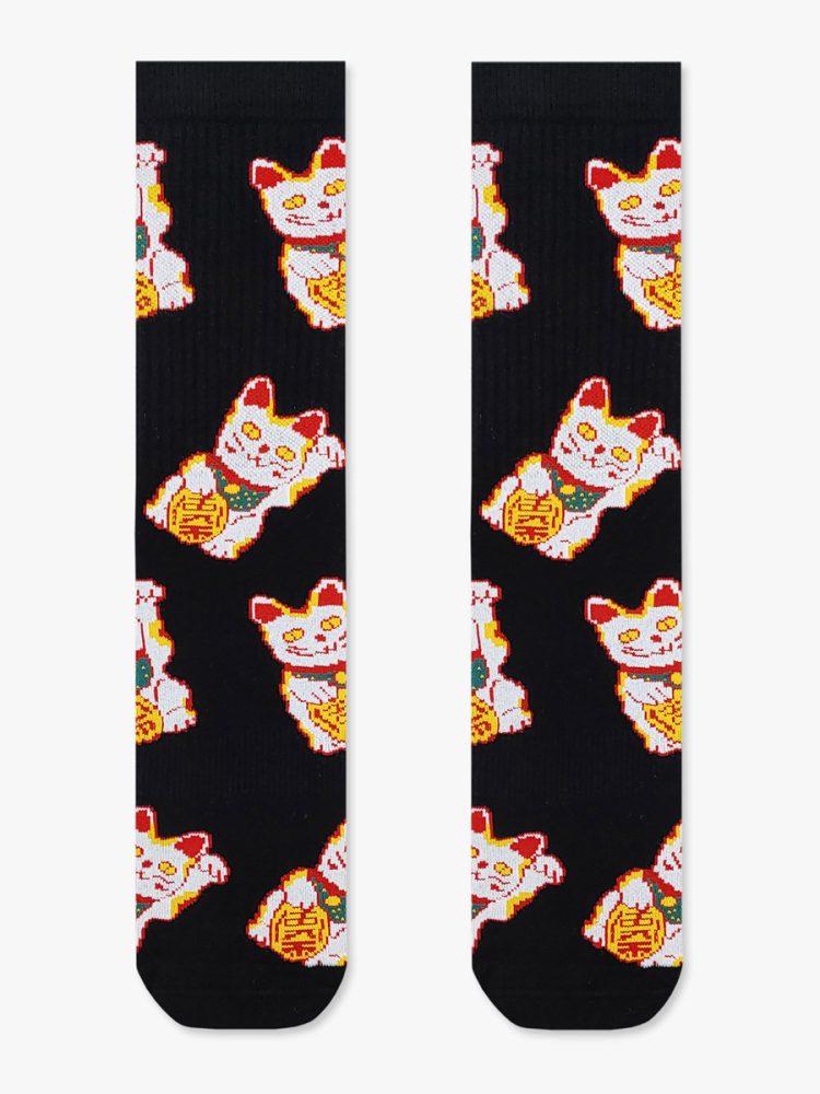 Κάλτσα Βαμβακερή Πετσετέ με Lucky Cat Big RTO