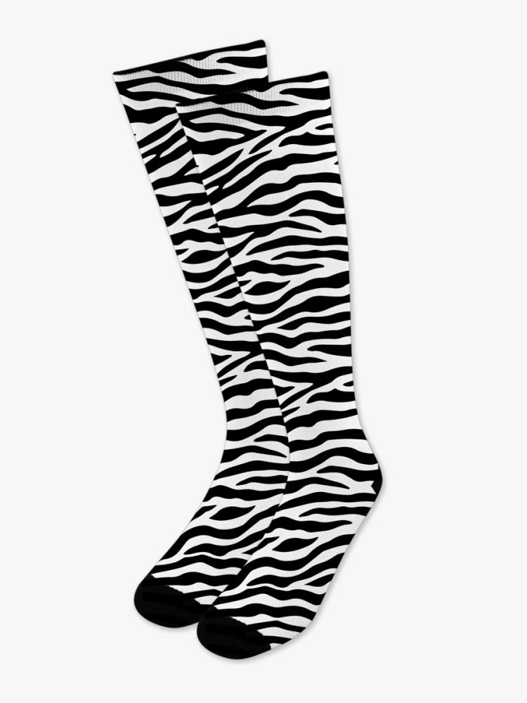Ψηλή Αθλητική Κάλτσα Τυπωμένη με Σχέδια Zebra Vibes NODO